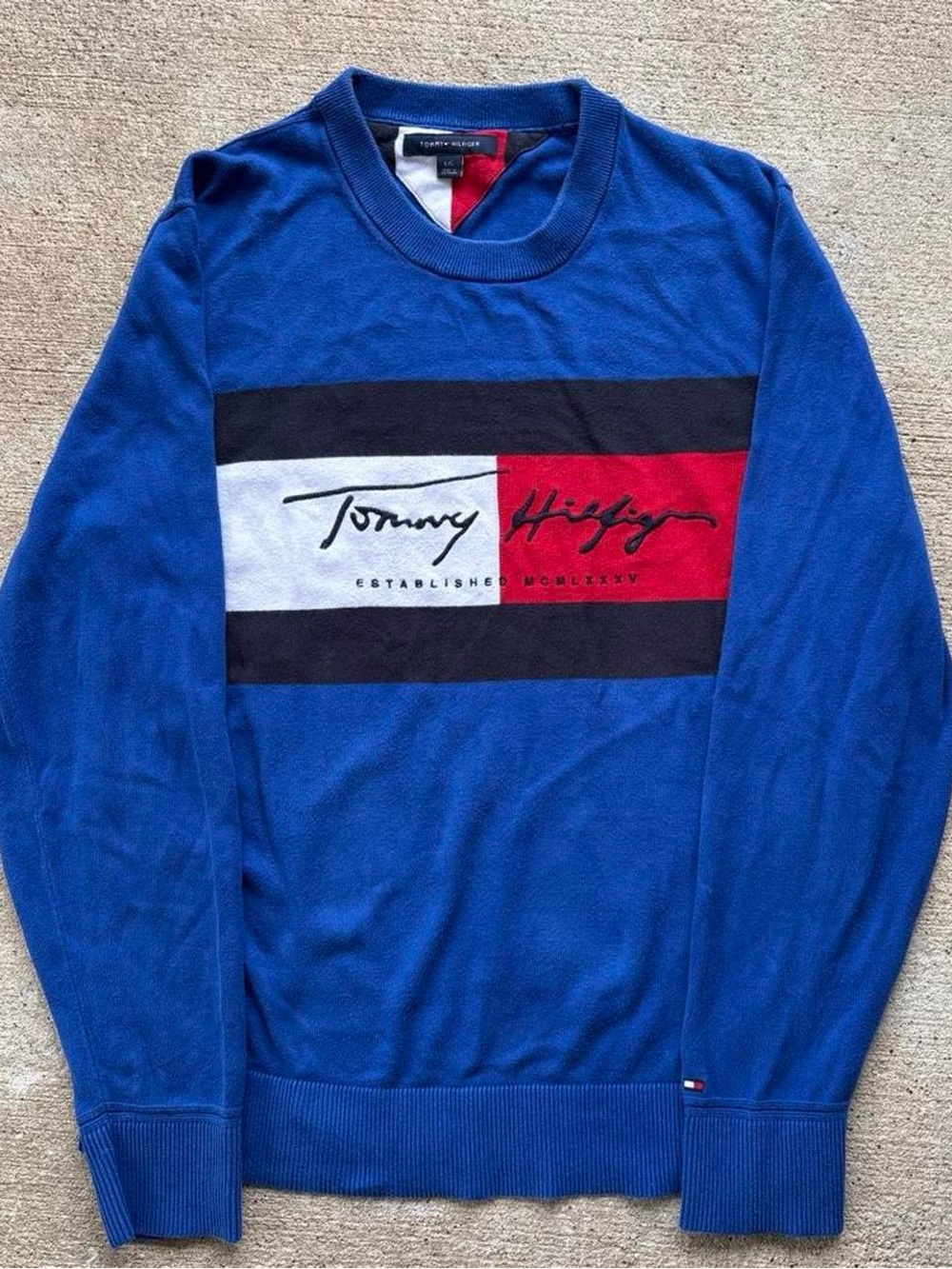 Tommy Hilfiger Men’s Embroidered Crewneck Sweatshirt Blue Men’s L